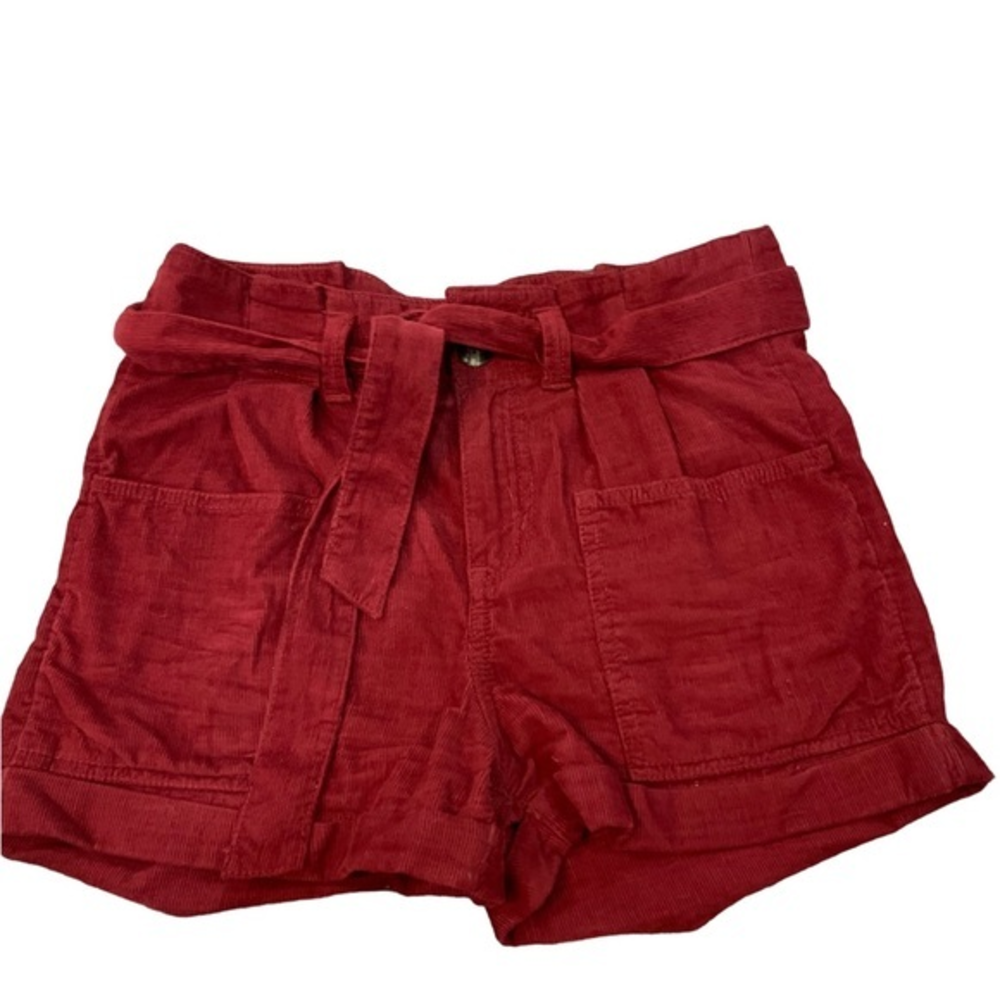 SO Shorts Mom‎ Size 1 Women Red Corduroy Cotton Casual High Rise Solid Pockets